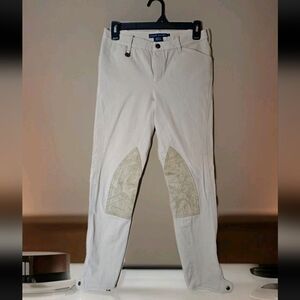 Ralph Lauren pants womens beige stretch jodhpurs horse riding Zip Fly Size 2